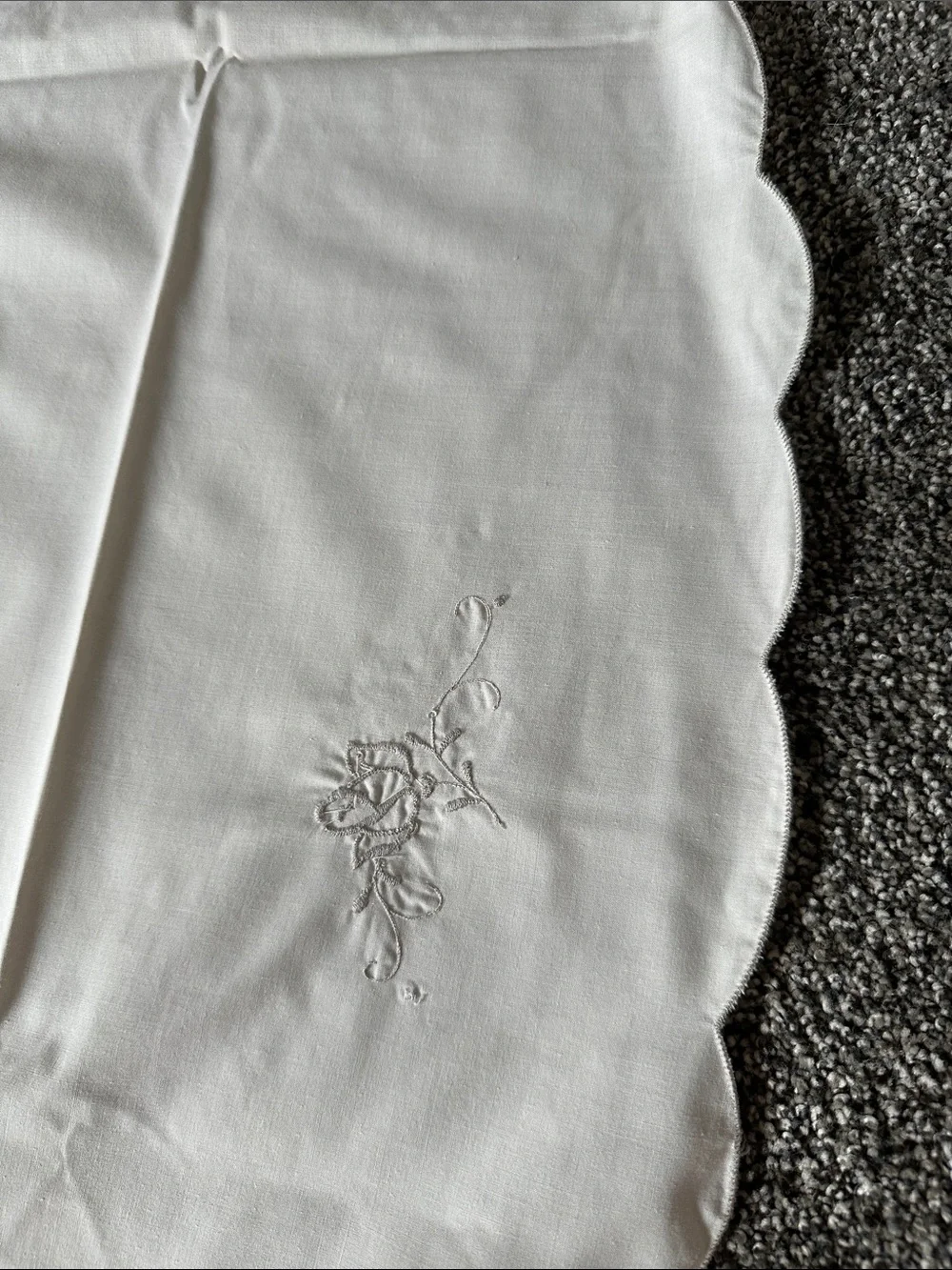 Embroidered Floral Bedding Panel - Cream